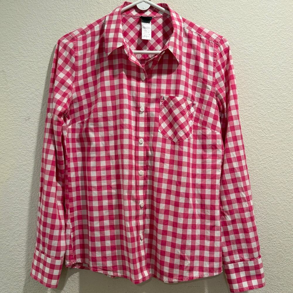 Patagonia Pink White Pink White Gingham Plaid Button Front Shirt Size 6